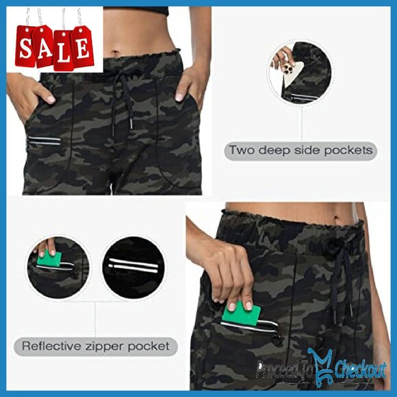 Women's Joggers with Pockets Elastic Waist Workout Gym Yoga Pants - Picture 7 of 8